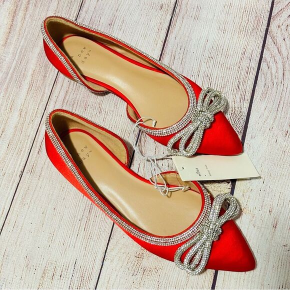 Women's Juliette Bow Ballet Flats - A New Day Red 6 NEW - Picture 3 of 11